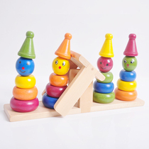 Kindergarten childrens gifts wooden quality intelligence early education toys big ugly balance stacked ring 1-3-6 years old