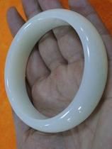 One yuan auction Hetian Jade wide bracelet Xinjiang Hetian white jade bracelet original stone bracelet