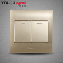 TCL Rogrand switch panel switch socket panel Shijie Champagne Gold series two open dual control band fluorescence
