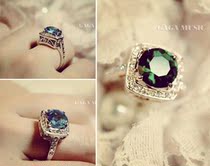 Fashion Temperament Retro Ring Elegant Princess Block Emulation Diamond Ring Korea Trend Ornament Female