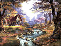 Precision printing new DMC embroidery thread cross stitch landscape landscape world famous painting oil painting autumn color