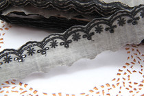 A13H14 Handmade DIY Clothing Accessories Day Single Lace Embroidery Sen Grey Black Cotton Fabric Flowers Embroidered Lace