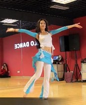 Belly dance practice clothes Blue and white color large cover Li Jingjing teachers genuine volume tailor-made and versatile suit