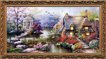 Precision printing living room big painting new DMC cross stitch world famous painting mood garden warm house