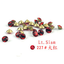 Imported Czech Diamond big red light red sharp bottom headgear DIY accessories repair drill drill crystal glass drill