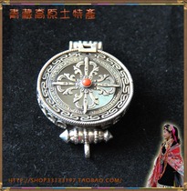 Nepal imports 925 pure silver diamond pestle Hollow Gau Box Amulet Pendant Item Pendant can open the sling