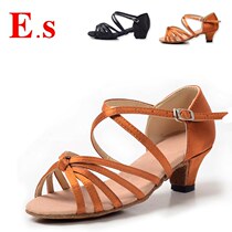 Childrens Latin dance shoes girls childrens latin shoes soft bottom dance shoes satin childrens middle heel bag dance shoes mail