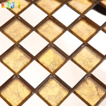(Linus) glass mosaic MTZ55 gold foil stainless steel puzzle background wall self-attached building materials tiles