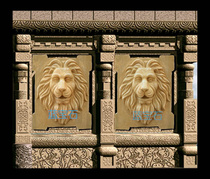 Sandstone lion head spout sandstone water spray flowing water landscape fountain water feature wall hanging hotel courtyard decoration