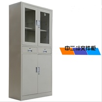 Chengdu three ring inner open glass bookcase Glass double door in the second pumping file cabinet Data folder cabinet