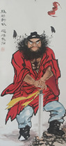 Zhong Kui portrait Rice paper cinnabar hand-painted Chinese painting characters town house evil spirits and ghostbusters mounted well