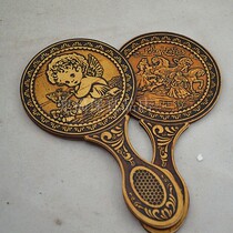 Russian birch bark retro hand-carved handle mirror tourist souvenir hand letter creative birthday gift