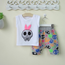 Boys and girls summer clothes 0-1-2 years old trendy baby summer shorts suit baby clothes two-piece casual thin 3