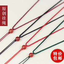 Red pendant this year hanging rope hand-woven necklace men and women telescopic style plain original simple