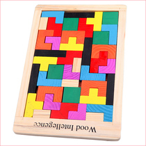 Childrens intelligence puzzle Wooden Tetris color shape building blocks game variety creative educational toys