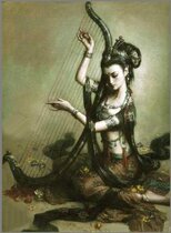 Precision printing DMC cross stitch kit Dunhuang figures between fingers