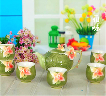 Enamel porcelain banana tea set double cup wedding high-grade gift flange porcelain ornaments Spring Festival gifts