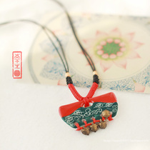 Ceramic 1987 Jingdezhen Ceramic Necklace Handmade Retro Little Bells Famous Pendant Jewelry