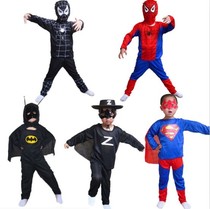 Halloween Batman Superman suit Iron Man suit Childrens game performance costume Black and red Spider-man suit