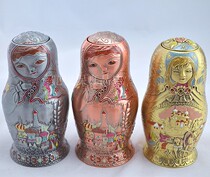 Russian color tin doll Castle three sets of car story retro high-end toothpick box toothpick box