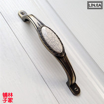European crack edge simple pattern fine yellow ceramic green ancient pull hand pastoral cabinet drawer wardrobe door handle 6228
