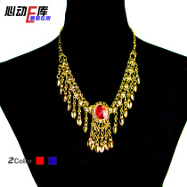 Yiwu factory price) belly Indian dance necklace) folk dance accessories) performance clothes-big diamond belly dance accents