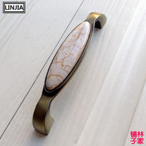 European marble simple pattern fine yellow ceramic green ancient handle pastoral cabinet drawer wardrobe door handle 6245