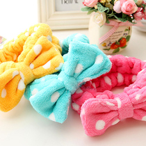 Korean cute princess wave dot big bow wash face makeup belt coral velvet lady hair band hair band