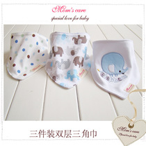 Baby cotton double-layer triangle towel baby bib mouth water towel with snap button three