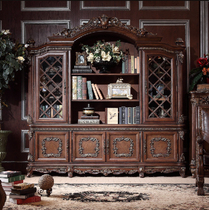 European bookcase American Country four-door bookcase Solid wood locker Living room custom European study furniture shelf