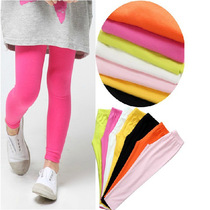 Korean version of the childrens spring and autumn clothing female baby candy color leggings Girls Modal thin section nine-point long pants