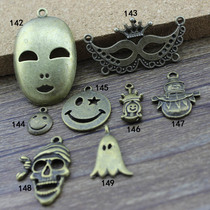 Retro Bronze Accessories Pendant-Mask Smiley Face Little Human Clown Pirate Skeleton Ghost Handmade DIY Material