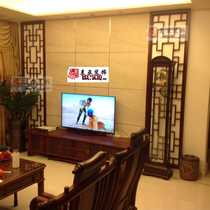 Solid wood antique screen TV background wall flower grid Chinese hollow wooden lattice carved board decorative background partition wall