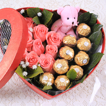 Flowers Rose Gift Box 9 Pink Rose Flowers Shanghai Express City Send Flower Lover Girlfriend Gift Flower Gift Flower