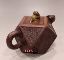 Antique Yixing purple clay teapot twelve Zodiac pot pure hand-made prismatic teapot original mine purple mud teapot tea set