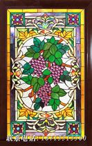 Customized porch partition screen wall lamp aisle ceiling solid wood moving doors and windows church colored art glass