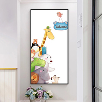 Printed DMC cross stitch living room porch childrens room cartoon hanging pictures animals a family ushered in my home