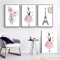 Nordic living room decorative painting ins style bedroom bedside painting pink girl childrens room wall painting Girl heart
