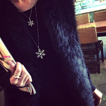 New Joker simple multi-layer snowflake long sweater chain Womens sweater necklace Korean version of Joker double pendant accessories