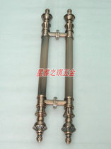 Imitation red bronze handle Hotel Villa glass door handle stainless steel crown head handle 400 holes