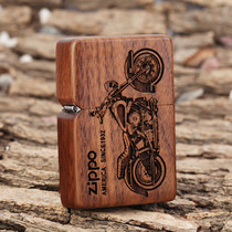 Original zippo windproof lighter zippo genuine limited peach wood carving Harley motorcycle men