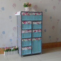 Rattan simple wardrobe pastoral multi-layer drawer storage cabinet childrens baby clothing toys finishing lockers