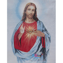 Cloth icon Cotton woven image Catholic holy relic Sacred Heart of Jesus 67 European-style frameless decorative painting hanging painting Direct sales