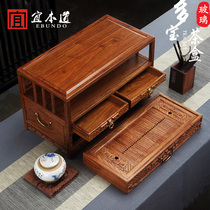 Huanghuali water storage tea tray solid wood Tea Cake Box review plate tea cup storage cabinet kung fu tea set tea ceremony accessories