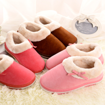 Candy color stitching down cloth waterproof couple warm shoes slippers bag with thick home men and women cotton shoes
