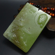 Boutique collection Pure Xinjiang Hetian Topaz Tathagata Buddha Fushou Big Jade brand pendant Big jade Pai domineering mens models