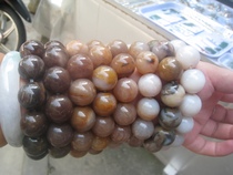 Fulai Myanmar natural ice seed tree Jade Silicified Wood fossil bracelet String Brown black White mens bracelet