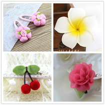 Korean children hairclip headdress fabric Rose Cherry Camellia franthus egg flower bbclip small cloth Tangguwa hair accessories