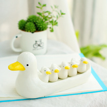 Ceramics 1987 zakka tableware groceries Ceramics Cute duck chopstick holder decorations Home decoration set