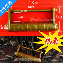2 antique text code lock head old-fashioned small copper lock hardware five-round retro old lock